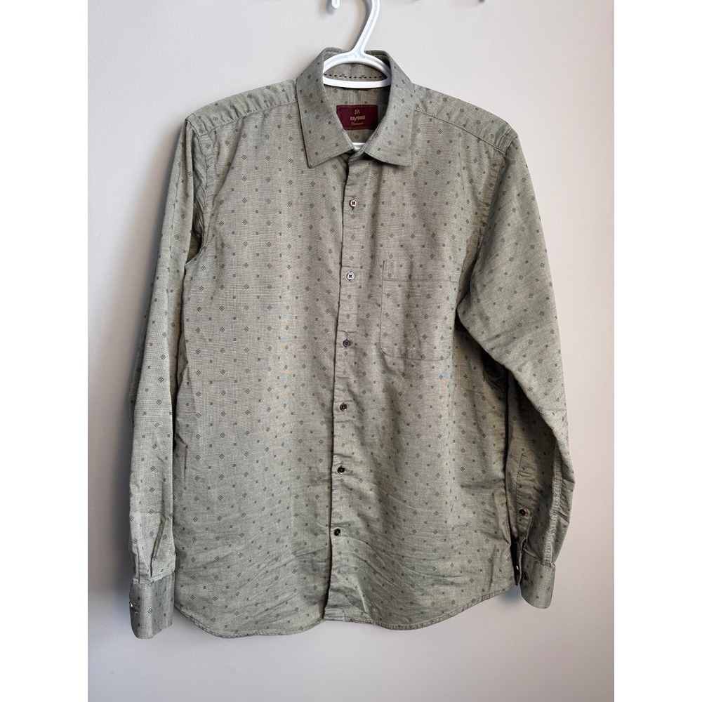 Raymond Ceremonial Contemporary Fit Long Sleeve Button Up Shirt Gray Mens 40cm